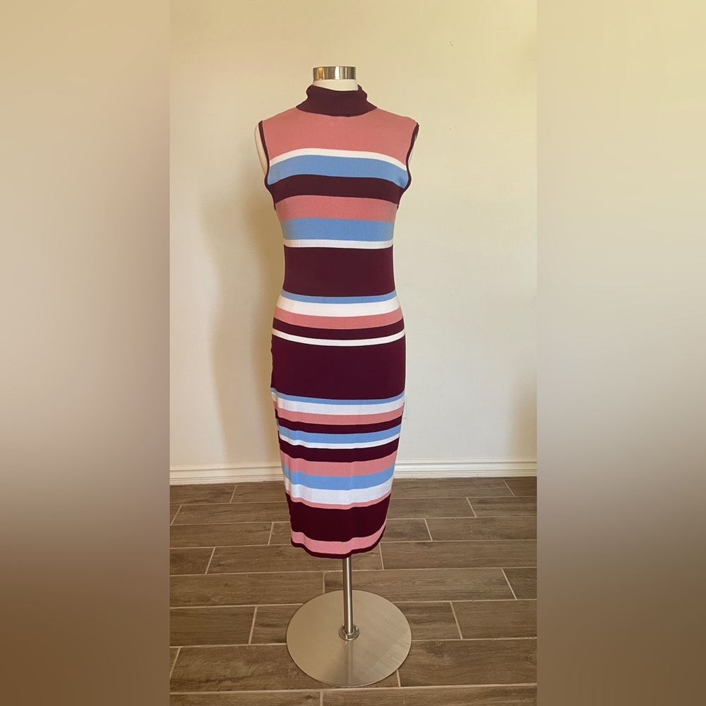 Eva Mendes Multicolor Body-cone Sweater Dress